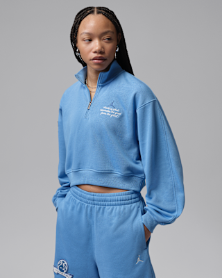 NIKE JORDAN セットアップ XXL 水色 Jordan Brooklyn Fleece Women's Cropped 1/4-Zip Top. Nike IL